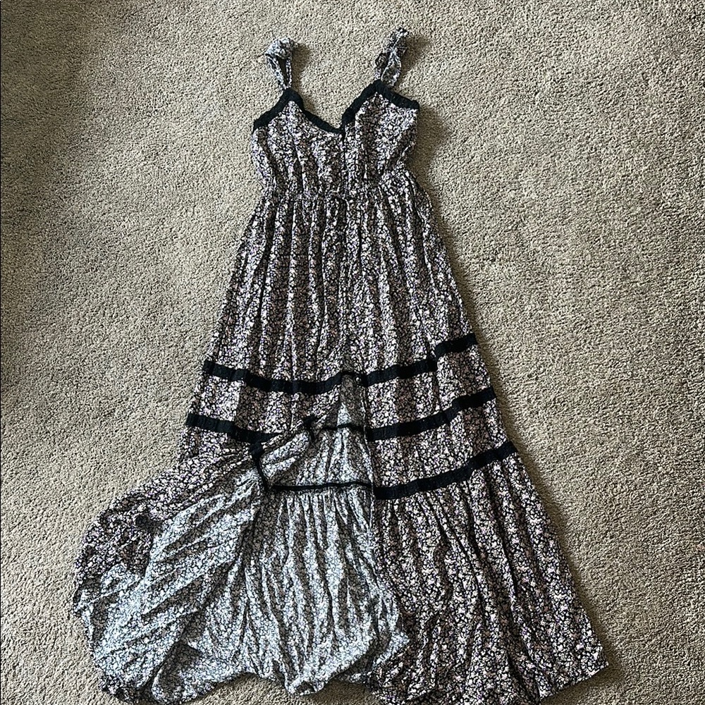 Floral Maxi Dress with Black Trim